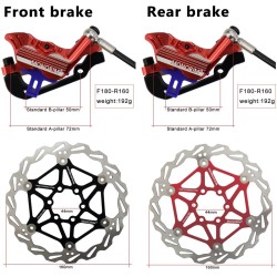 Kompletní 4pístková hydraulická brzdová sada Monorim EB01 - páky, třmeny, lanko a brzdový kotouč Monorim - 1 Kompletní 4pístková