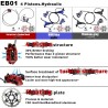 Kit complet de frein hydraulique Monorim EB01 4 pistons - leviers, étriers, câble et disque de frein Monorim - 8 Kit complet de 