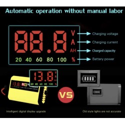 Carregador de bateria 12V 2A para baterias de chumbo ácido 7Ah 12Ah 14Ah 20Ah  - 4 Características principais

Visor LCD digital