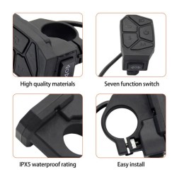 Comandă 7 în 1 pentru pornire, lumini, semnalizări și moduri: iScooter iX3, iX4, iX7 Pro, Smartgyro, Urban Glide sau similar  - 