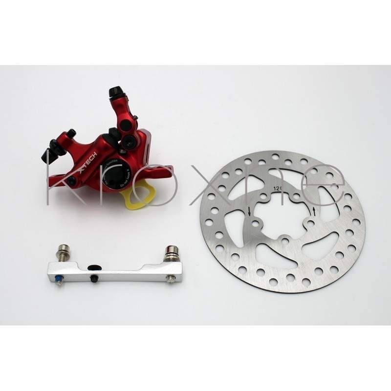 Komplett rødt xTech caliper bremsesett for Xiaomi M365, 1S, Pro2 eller M365 Pro ZOOM xTech - 1 Zoom Xtech HB100 rødbremsinstalla