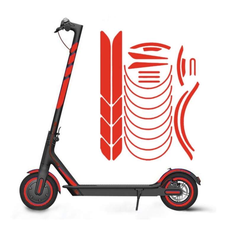 Autocolante reflectorizante pentru șasiu Xiaomi M365, 1S, Pro2, M365 Pro și Essential Xiaomi - 22 Autocolante reflectorizante pe