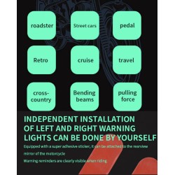 Waterproof blind spot detection system (130º angle) for scooter, bicycle or motorcycle KROXNE - 5  