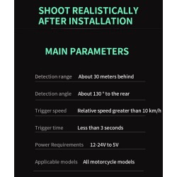 Vodotesen sistem za zaznavanje mrtvega kota (kot 130°) za skuter, kolo ali motocikel KROXNE - 8  